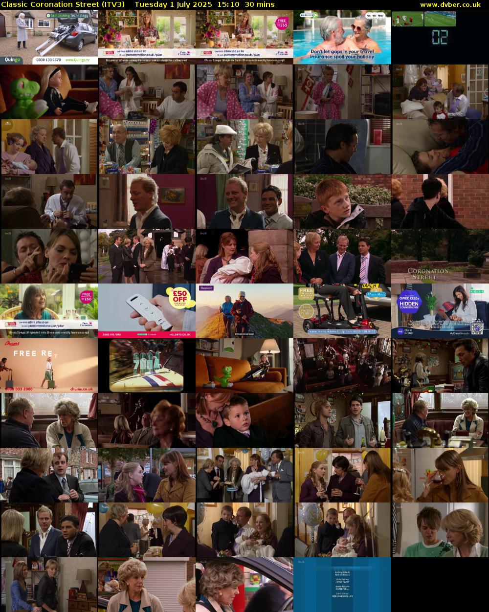 Classic Coronation Street (ITV3) Tuesday 1 July 2025 15:10 - 15:40