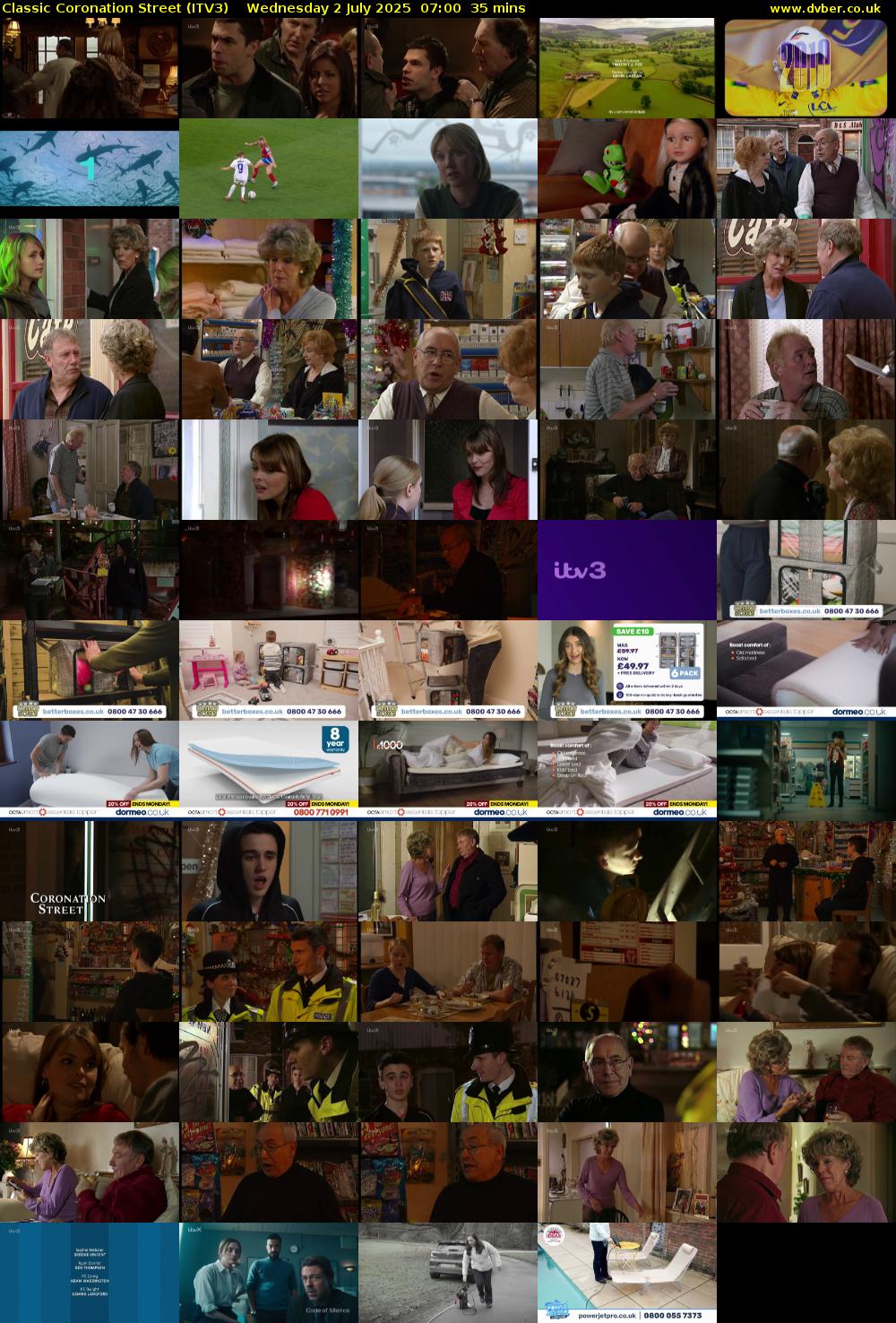 Classic Coronation Street (ITV3) Wednesday 2 July 2025 07:00 - 07:35