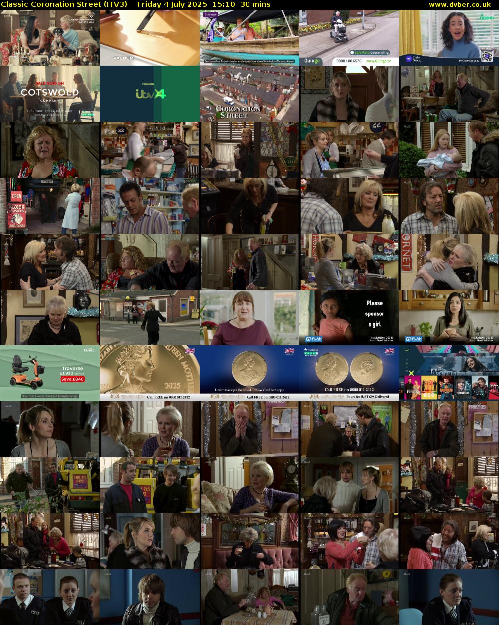 Classic Coronation Street (ITV3) Friday 4 July 2025 15:10 - 15:40