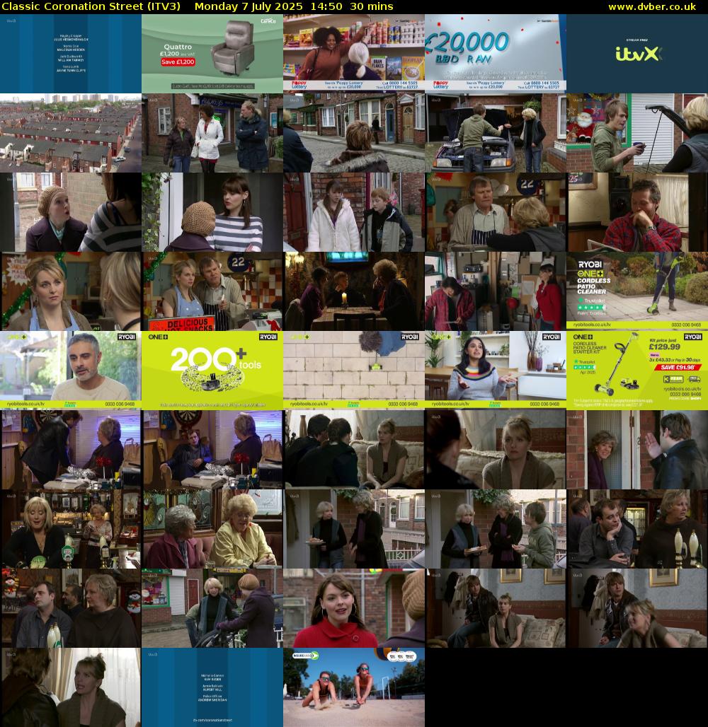Classic Coronation Street (ITV3) Monday 7 July 2025 14:50 - 15:20