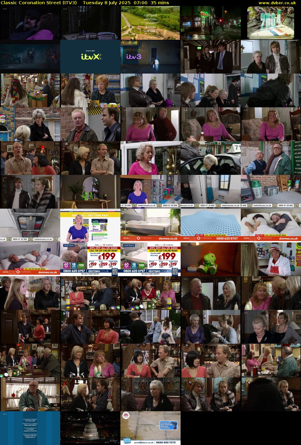 Classic Coronation Street (ITV3) Tuesday 8 July 2025 07:00 - 07:35
