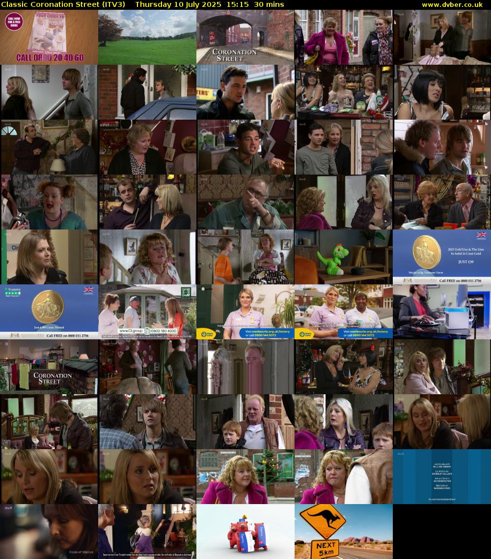 Classic Coronation Street (ITV3) Thursday 10 July 2025 15:15 - 15:45