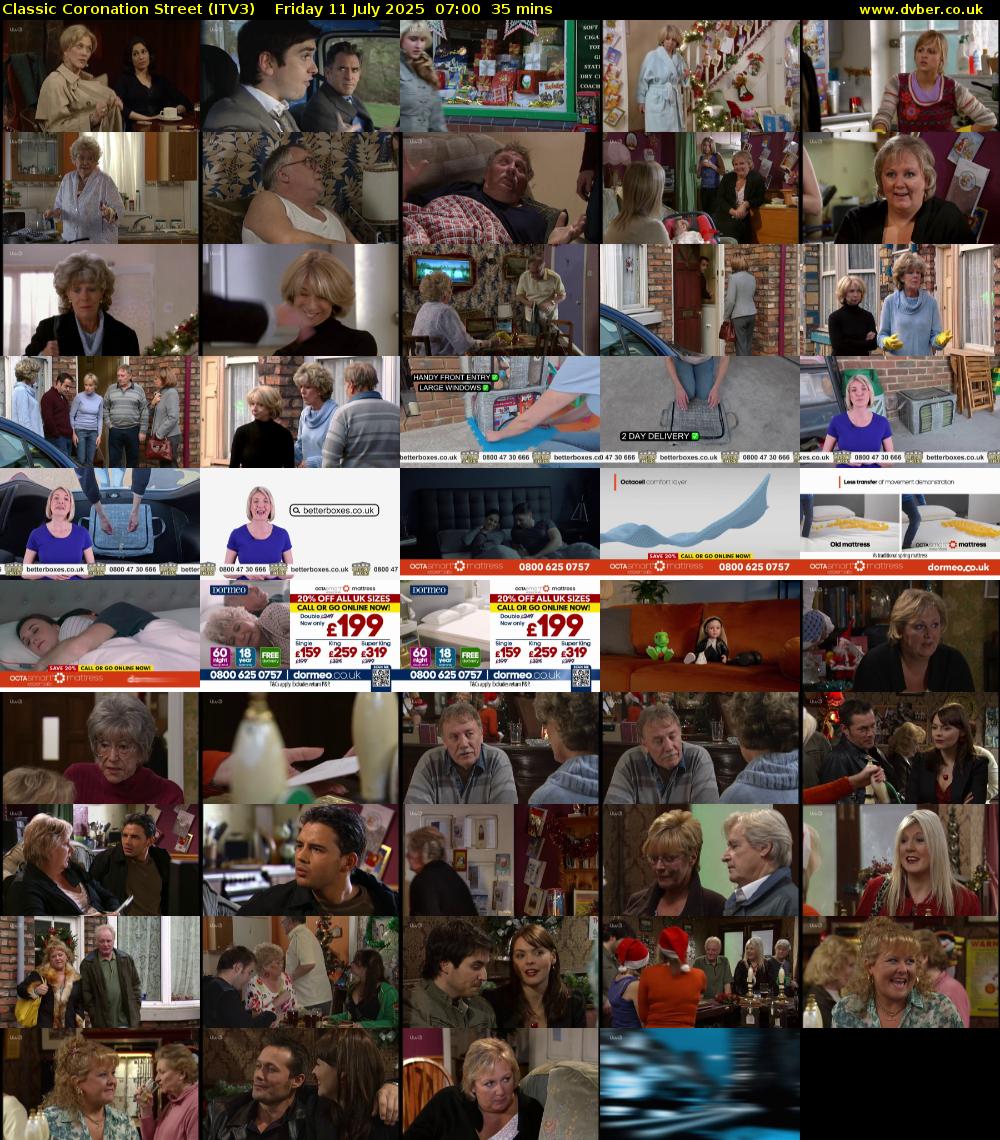 Classic Coronation Street (ITV3) Friday 11 July 2025 07:00 - 07:35