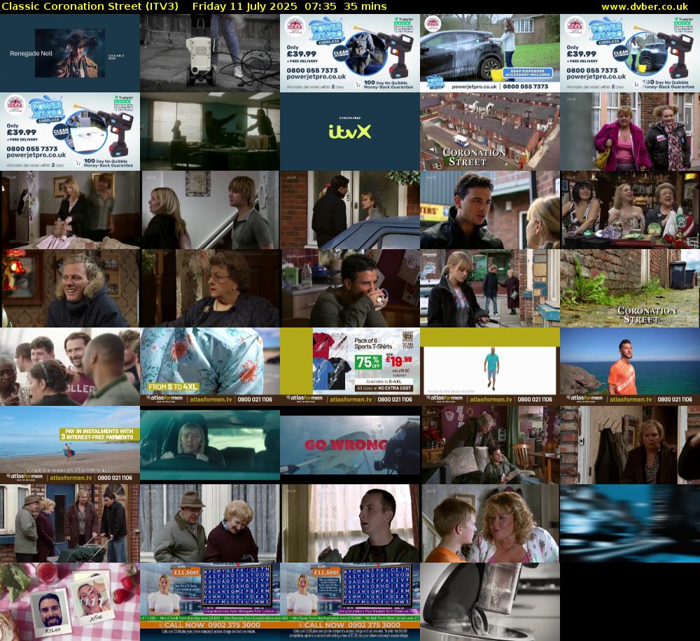 Classic Coronation Street (ITV3) Friday 11 July 2025 07:35 - 08:10