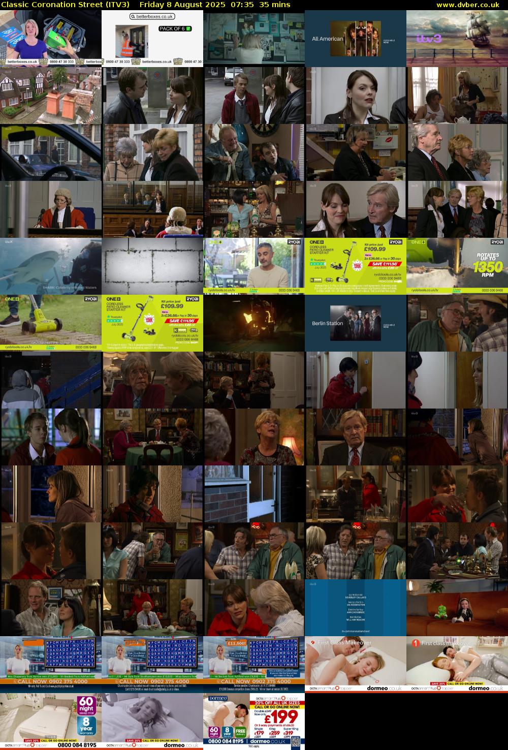 Classic Coronation Street (ITV3) Friday 8 August 2025 07:35 - 08:10