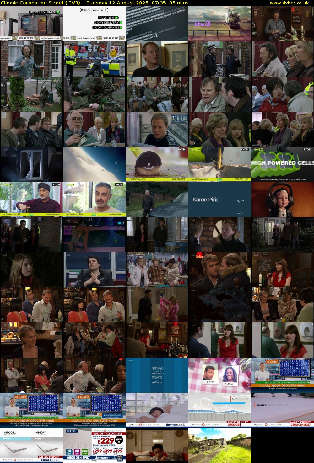 Classic Coronation Street (ITV3) Tuesday 12 August 2025 07:35 - 08:10