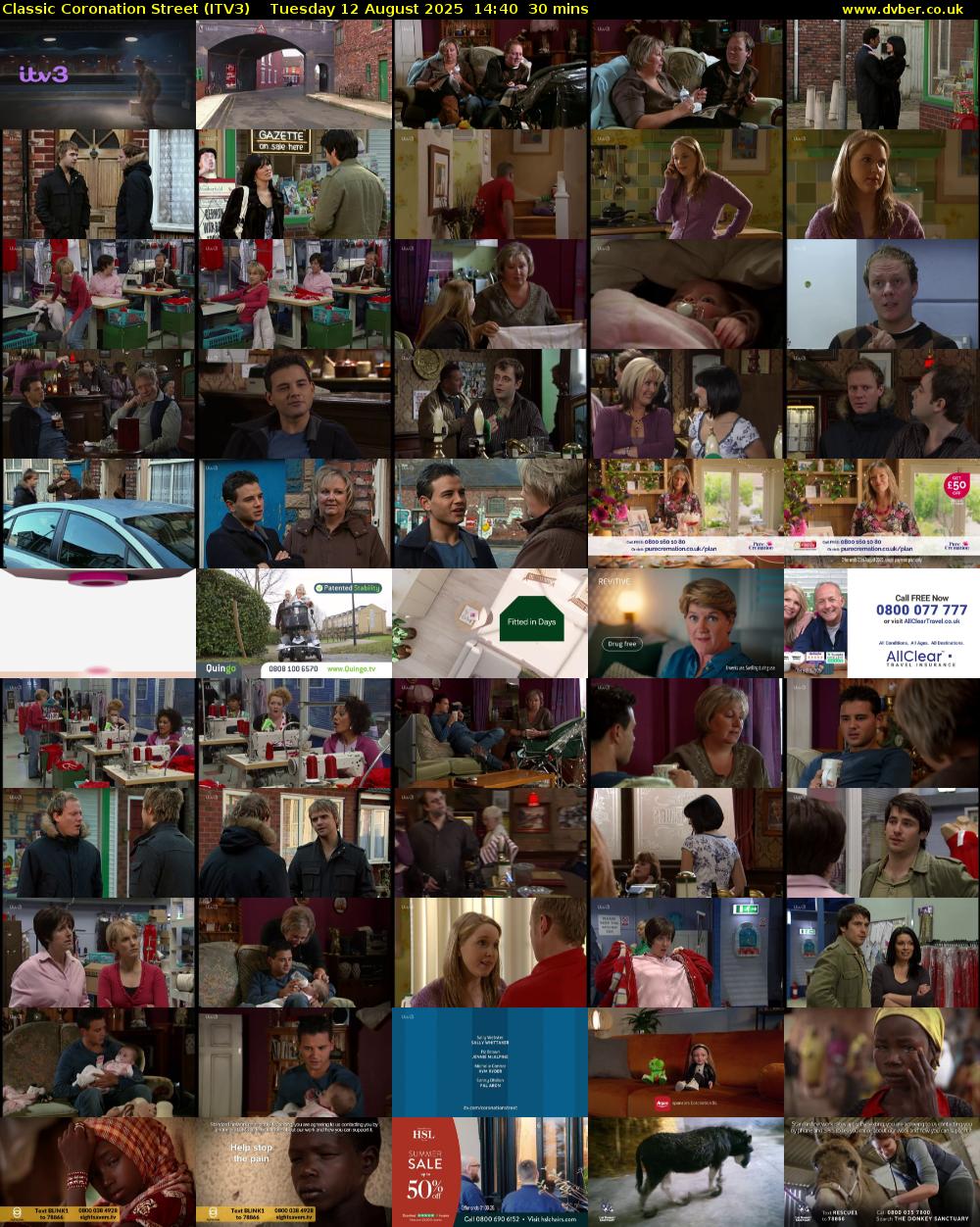 Classic Coronation Street (ITV3) Tuesday 12 August 2025 14:40 - 15:10