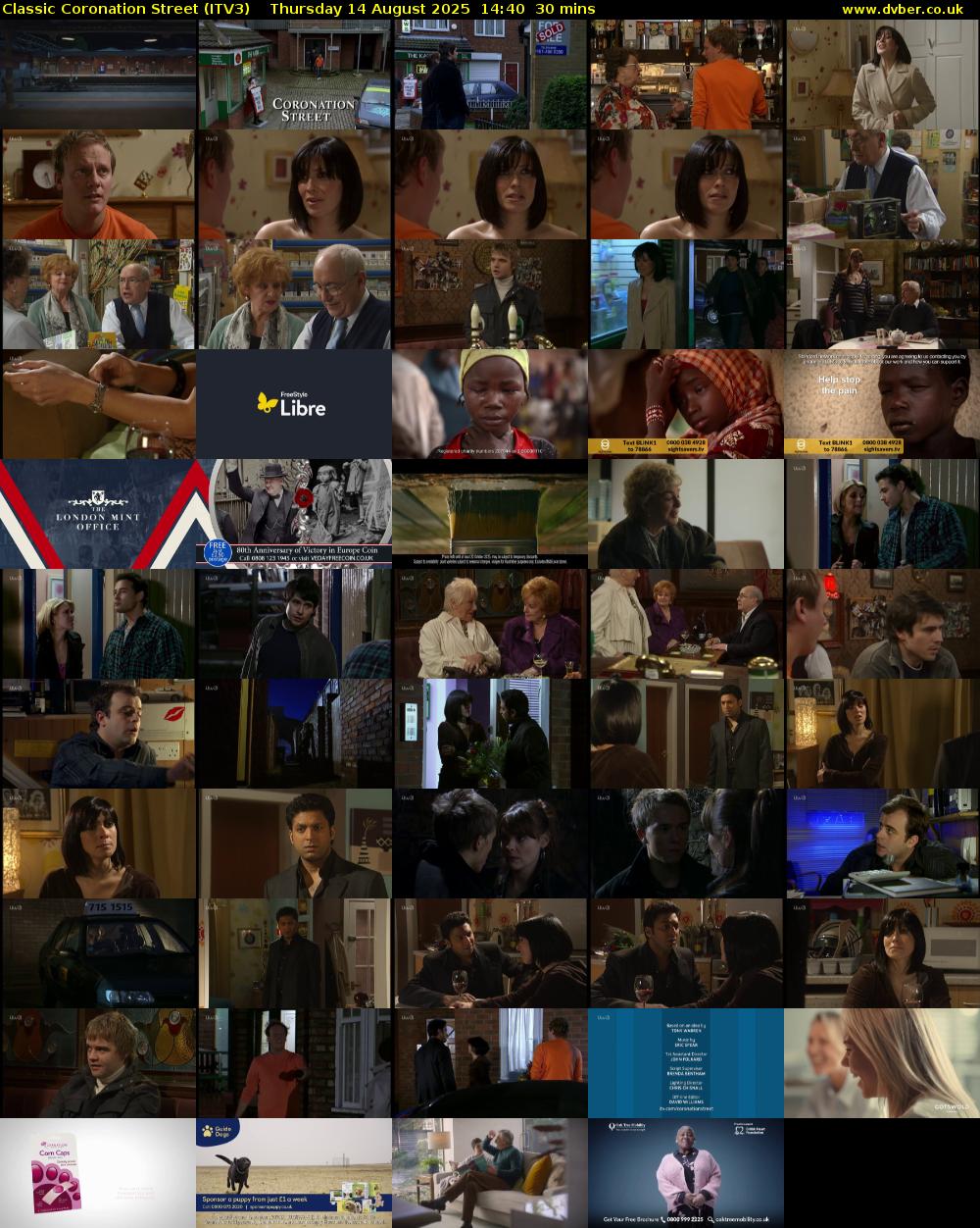 Classic Coronation Street (ITV3) Thursday 14 August 2025 14:40 - 15:10