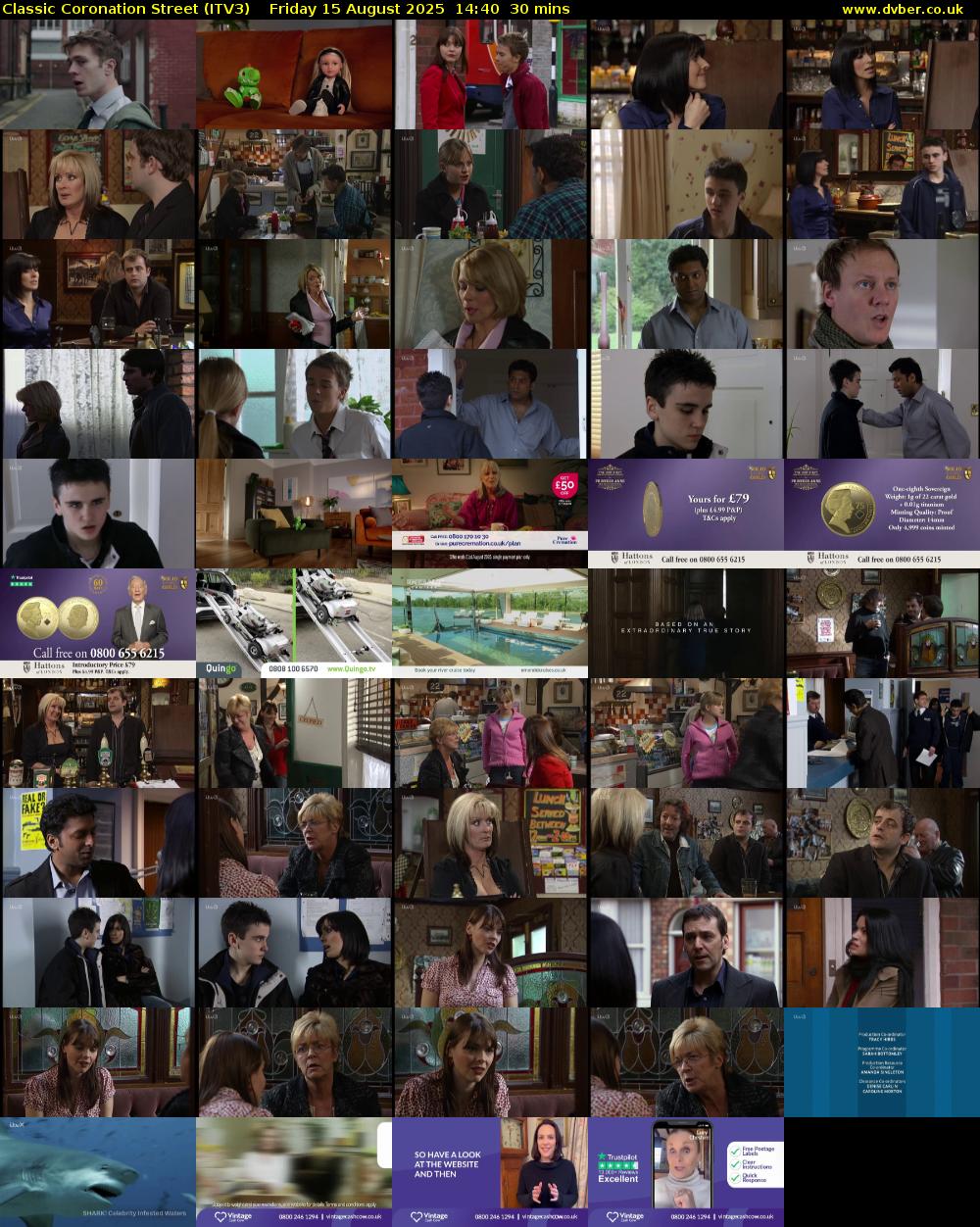 Classic Coronation Street (ITV3) Friday 15 August 2025 14:40 - 15:10