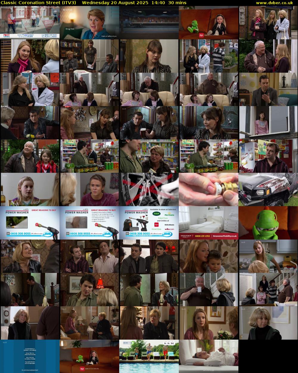 Classic Coronation Street (ITV3) Wednesday 20 August 2025 14:40 - 15:10
