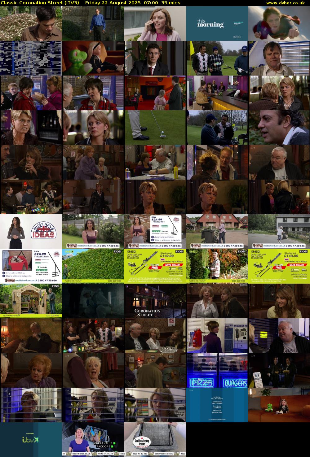 Classic Coronation Street (ITV3) Friday 22 August 2025 07:00 - 07:35