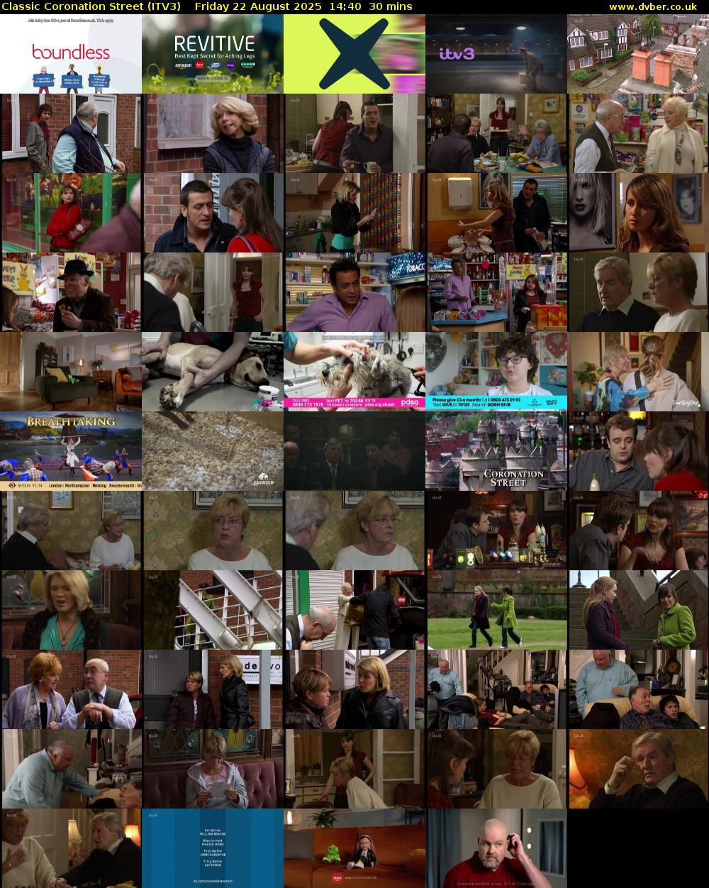 Classic Coronation Street (ITV3) Friday 22 August 2025 14:40 - 15:10