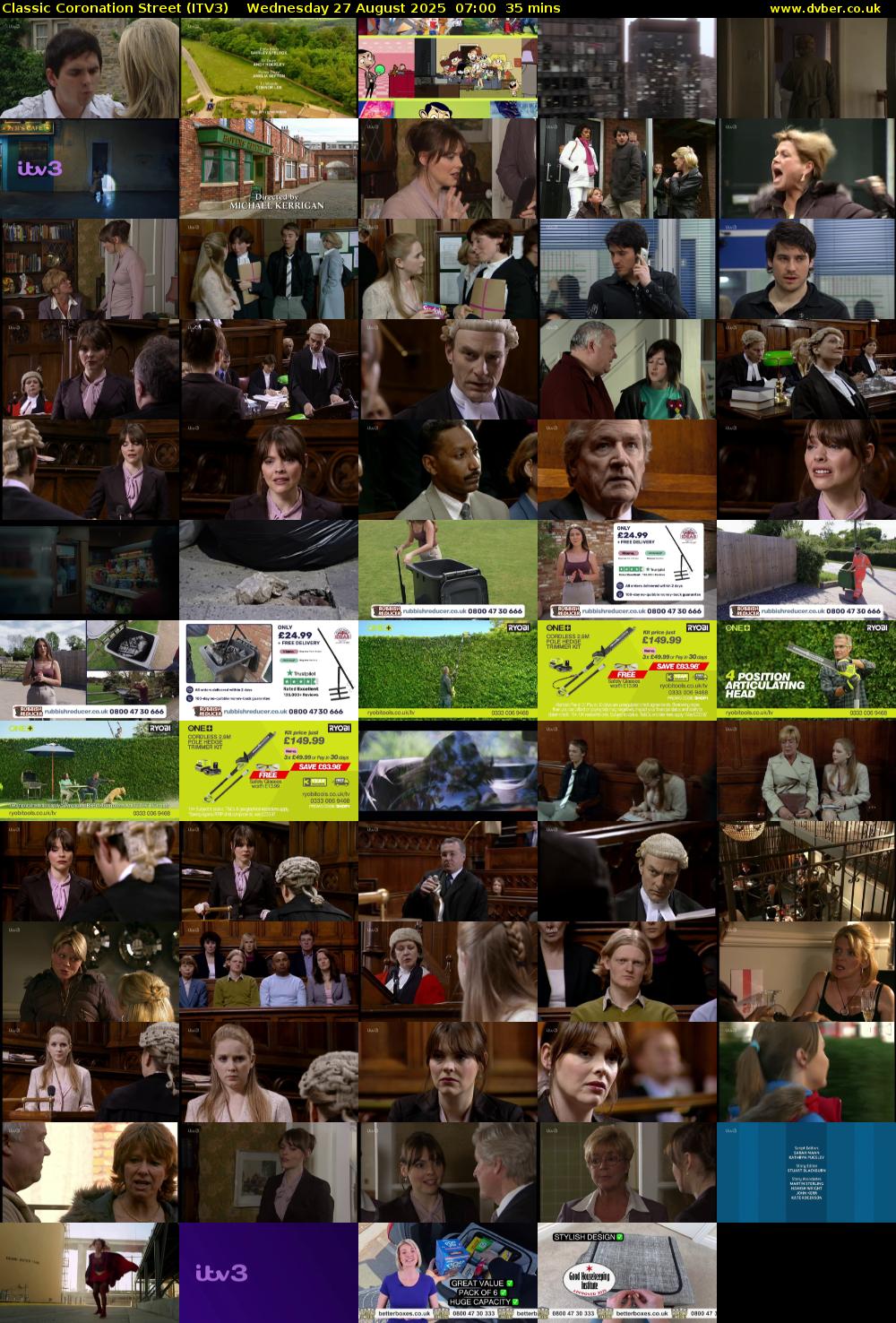 Classic Coronation Street (ITV3) Wednesday 27 August 2025 07:00 - 07:35