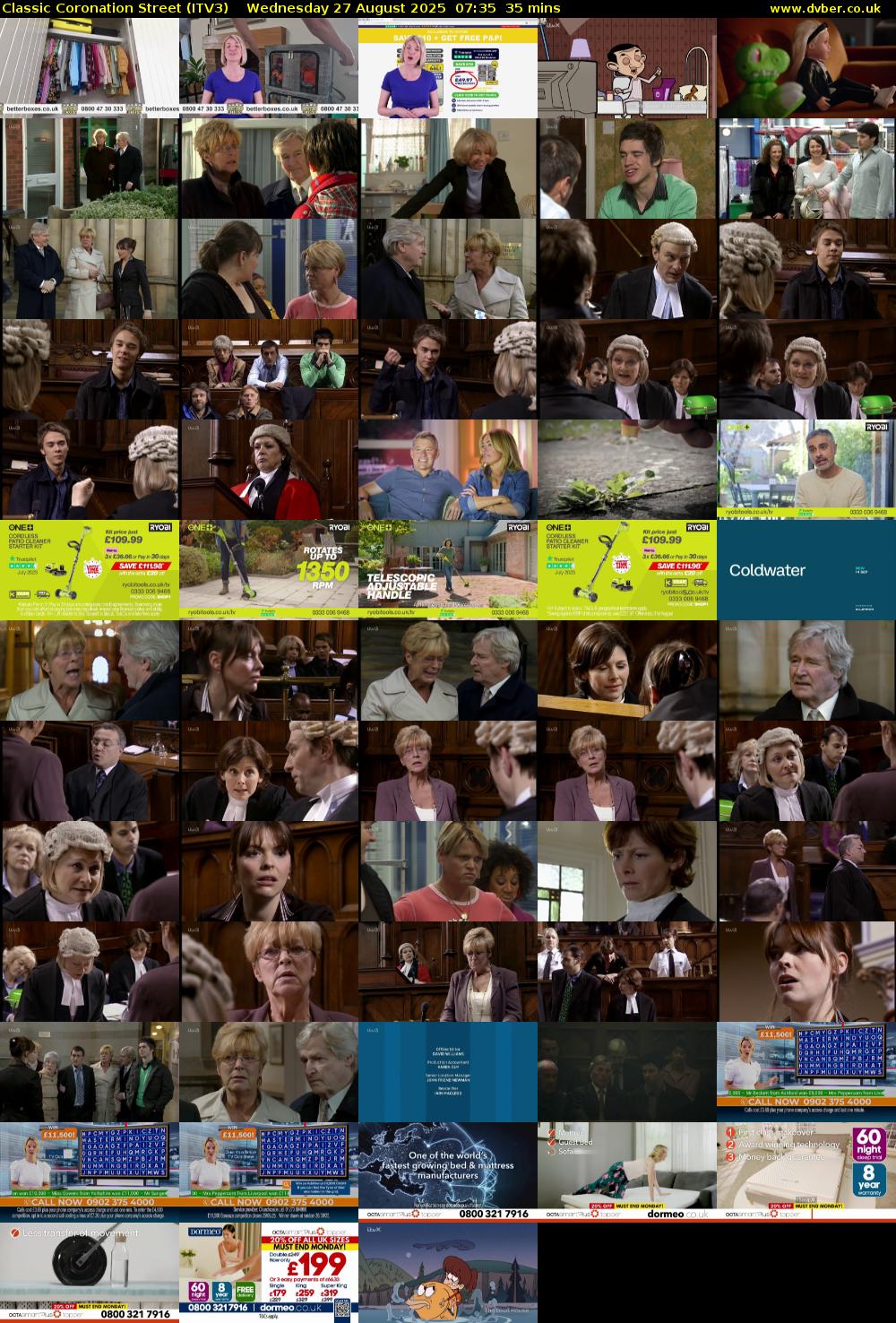 Classic Coronation Street (ITV3) Wednesday 27 August 2025 07:35 - 08:10