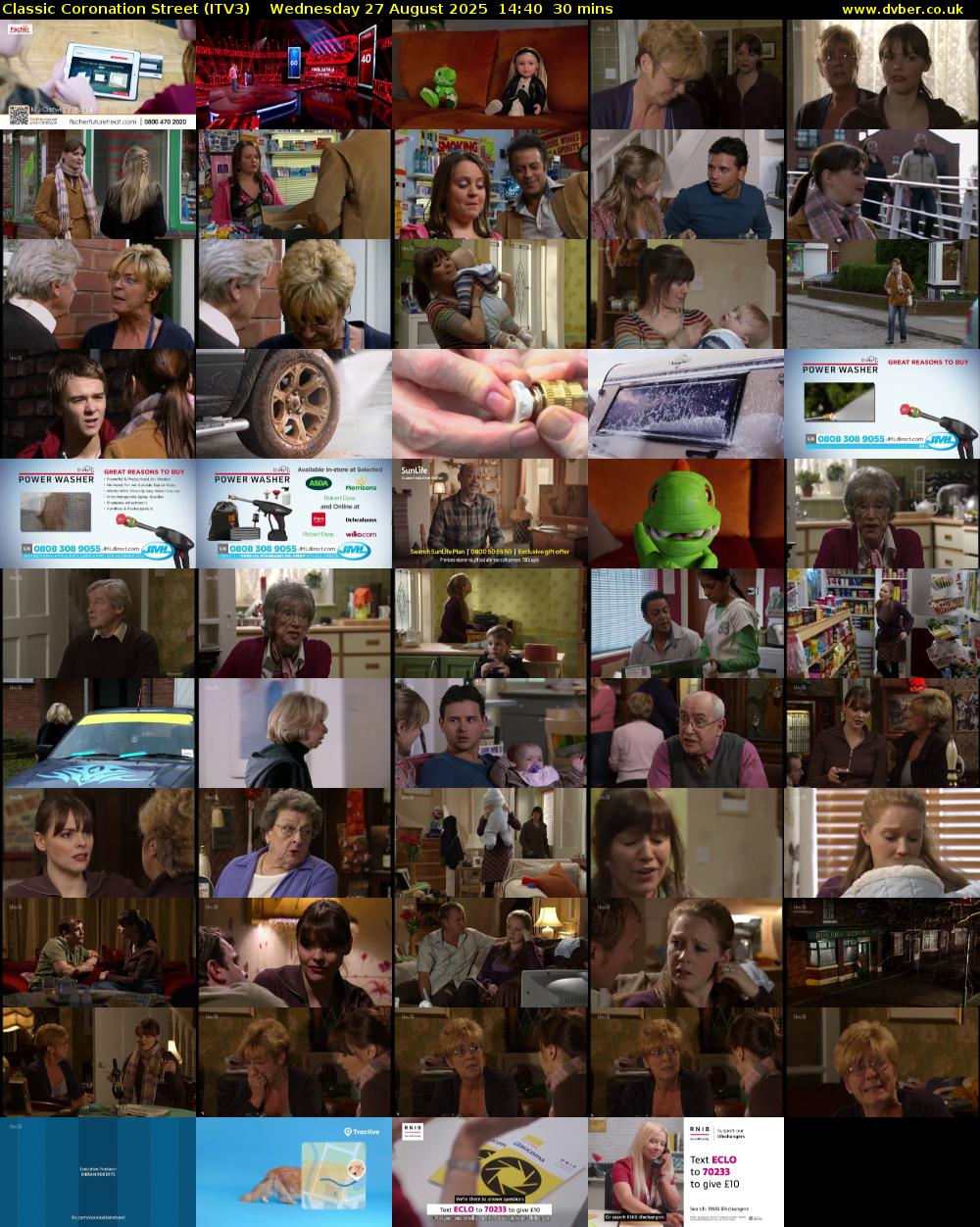 Classic Coronation Street (ITV3) Wednesday 27 August 2025 14:40 - 15:10