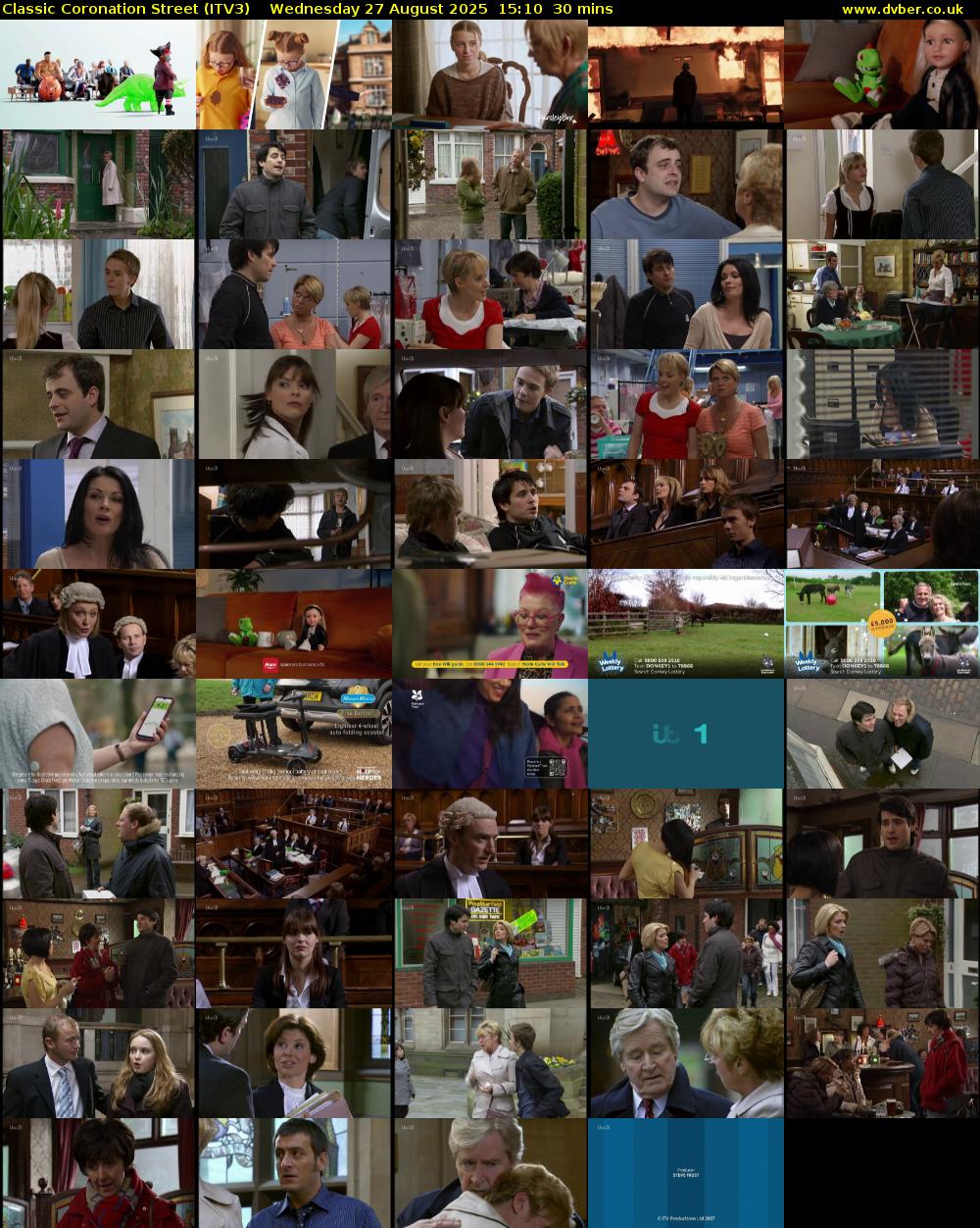 Classic Coronation Street (ITV3) Wednesday 27 August 2025 15:10 - 15:40