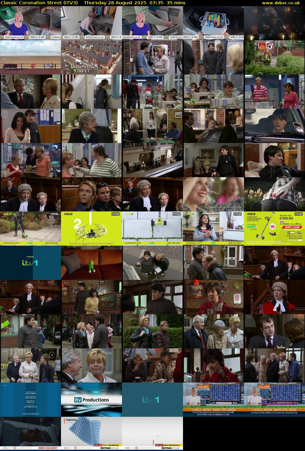 Classic Coronation Street (ITV3) Thursday 28 August 2025 07:35 - 08:10