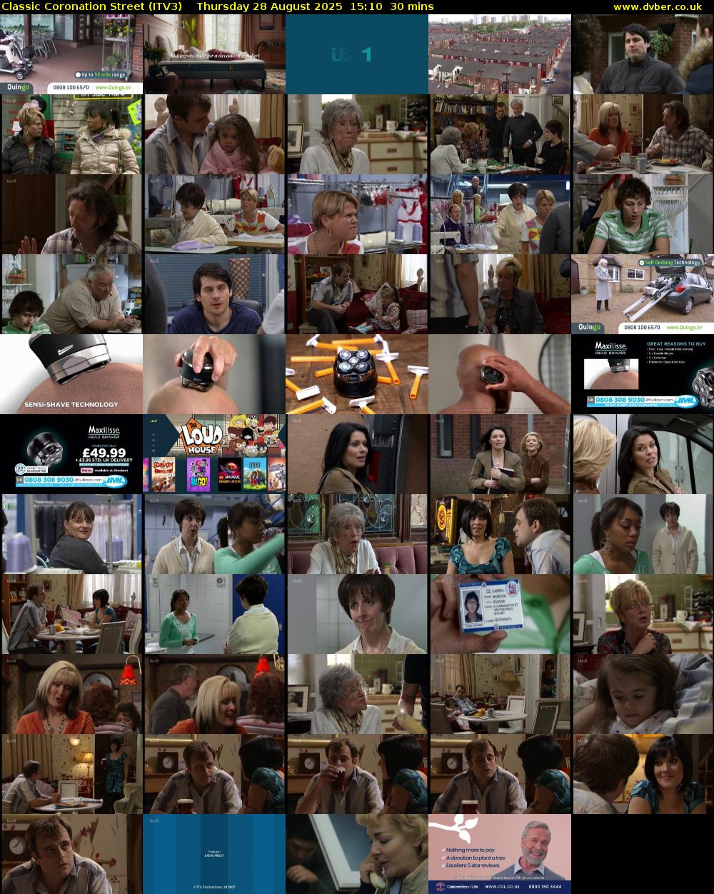 Classic Coronation Street (ITV3) Thursday 28 August 2025 15:10 - 15:40