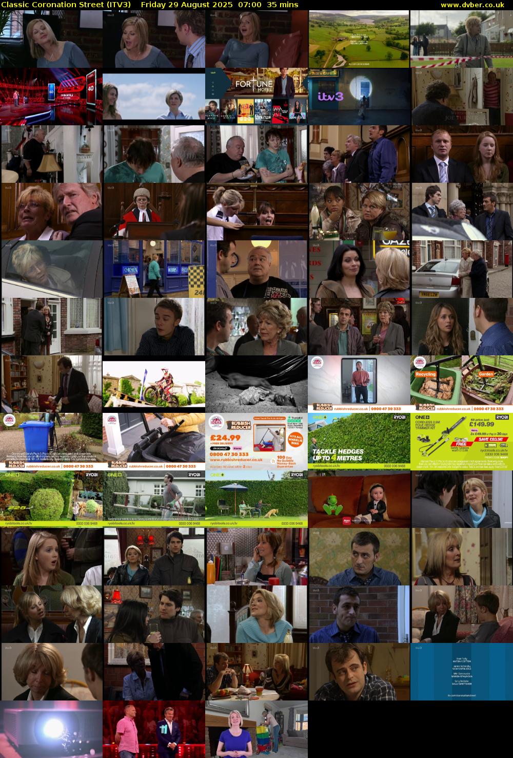 Classic Coronation Street (ITV3) Friday 29 August 2025 07:00 - 07:35
