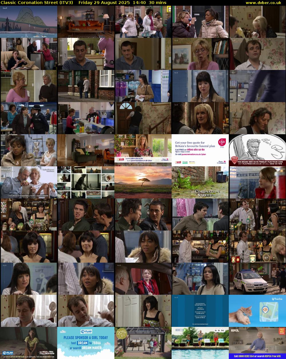 Classic Coronation Street (ITV3) Friday 29 August 2025 14:40 - 15:10