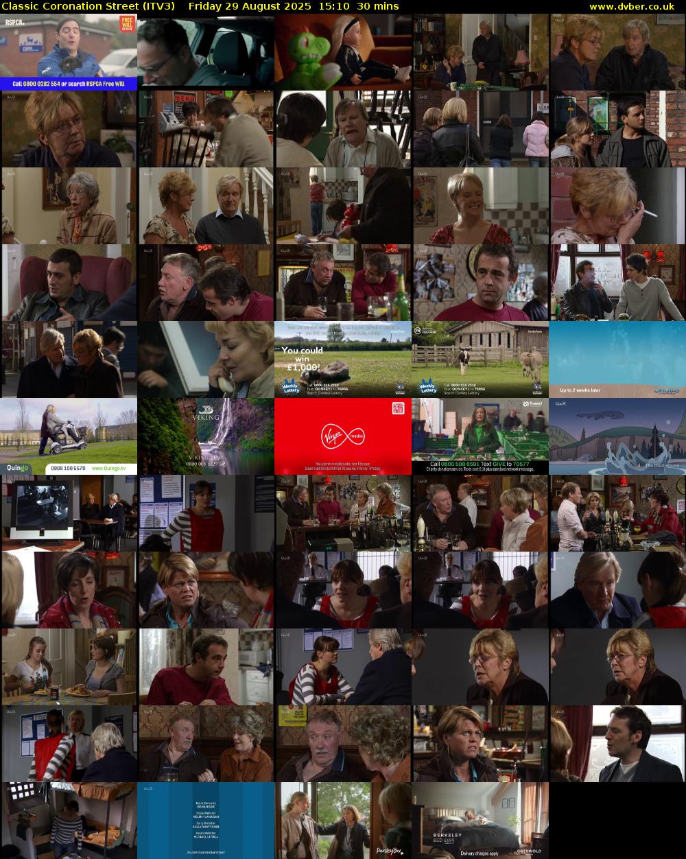 Classic Coronation Street (ITV3) Friday 29 August 2025 15:10 - 15:40