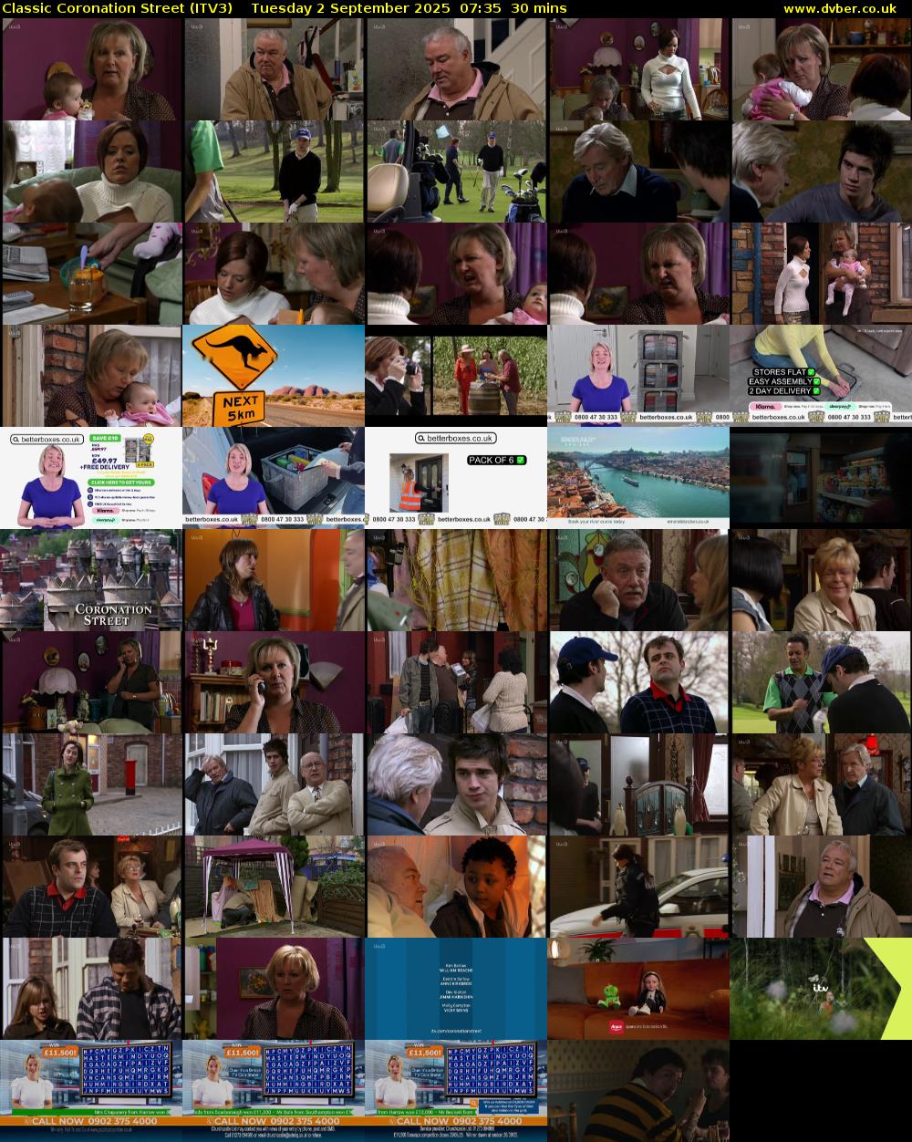 Classic Coronation Street (ITV3) Tuesday 2 September 2025 07:35 - 08:05