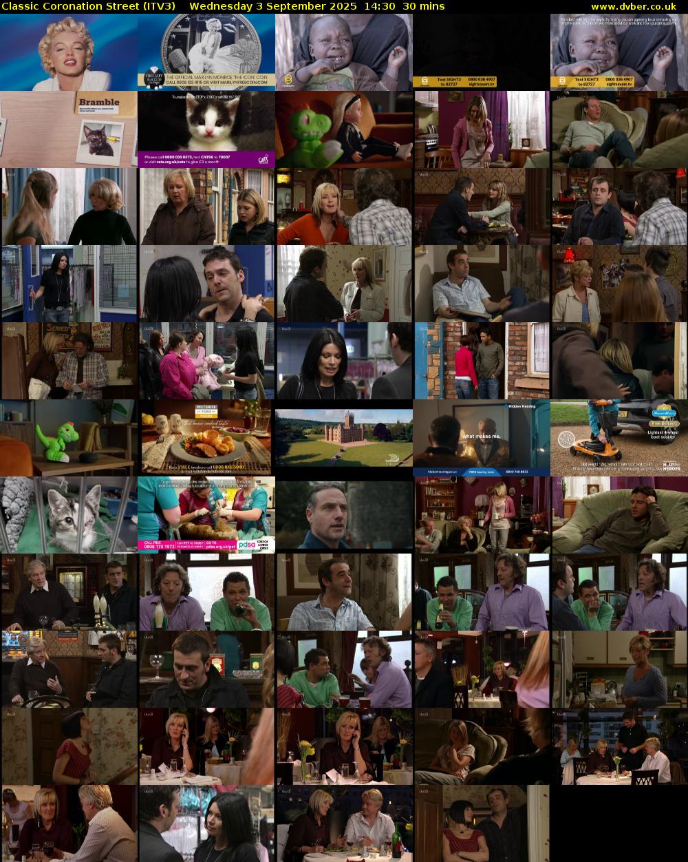 Classic Coronation Street (ITV3) Wednesday 3 September 2025 14:30 - 15:00