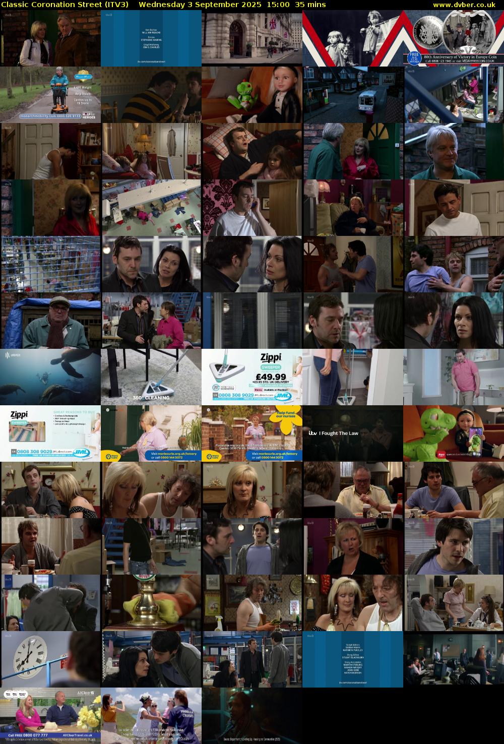 Classic Coronation Street (ITV3) Wednesday 3 September 2025 15:00 - 15:35