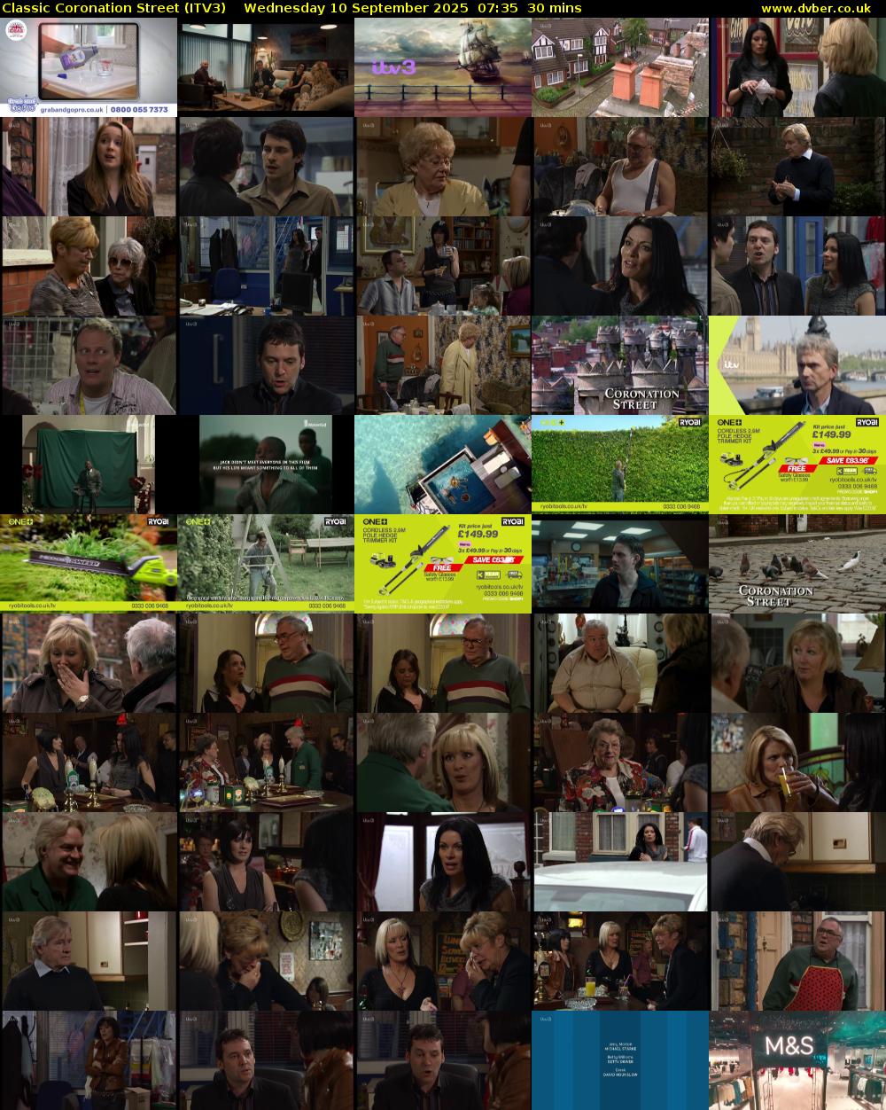 Classic Coronation Street (ITV3) Wednesday 10 September 2025 07:35 - 08:05