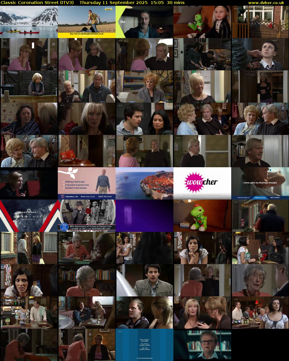 Classic Coronation Street (ITV3) Thursday 11 September 2025 15:05 - 15:35
