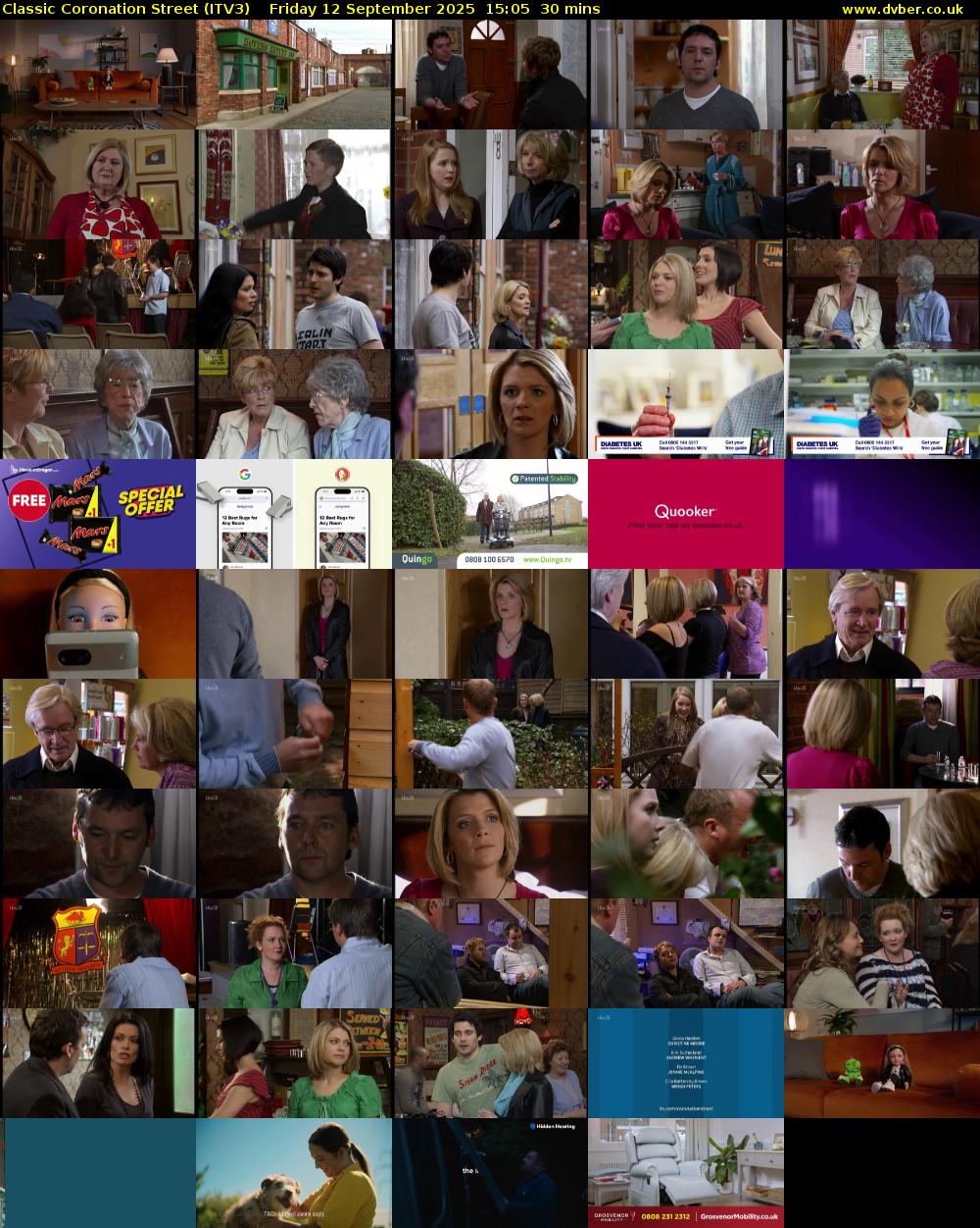 Classic Coronation Street (ITV3) Friday 12 September 2025 15:05 - 15:35