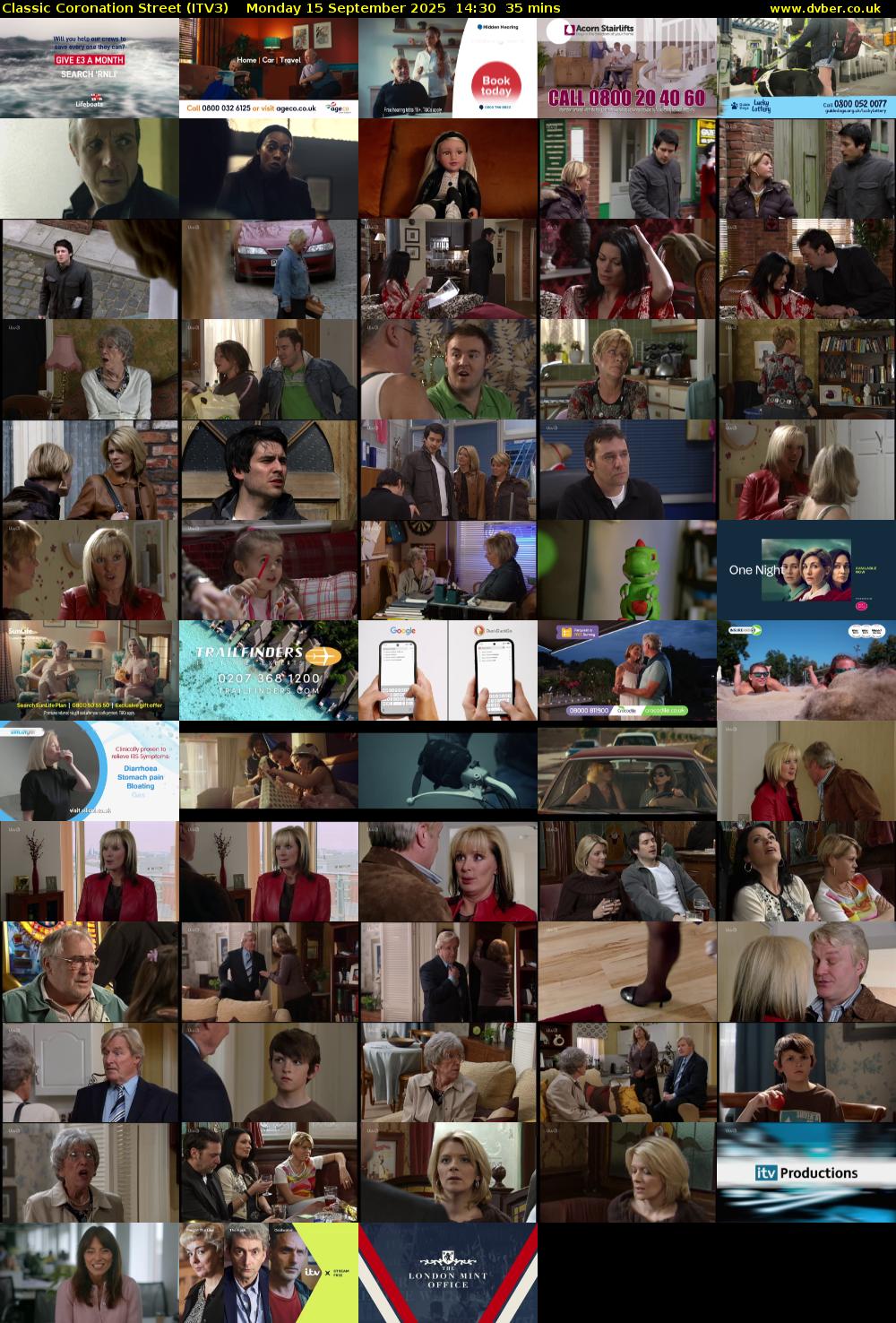 Classic Coronation Street (ITV3) Monday 15 September 2025 14:30 - 15:05
