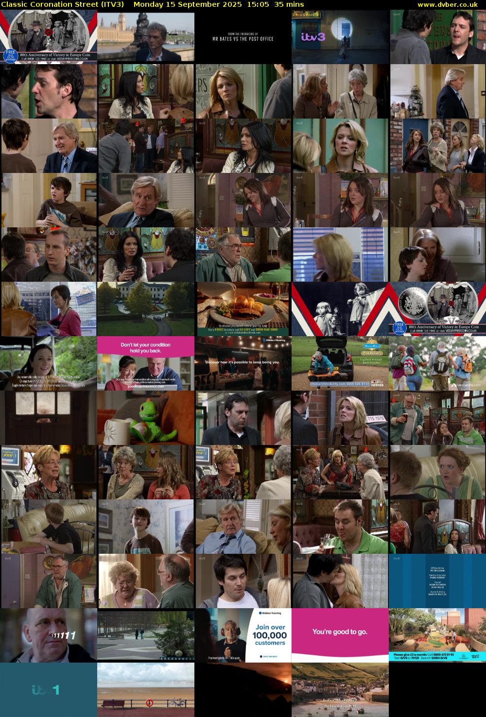Classic Coronation Street (ITV3) Monday 15 September 2025 15:05 - 15:40