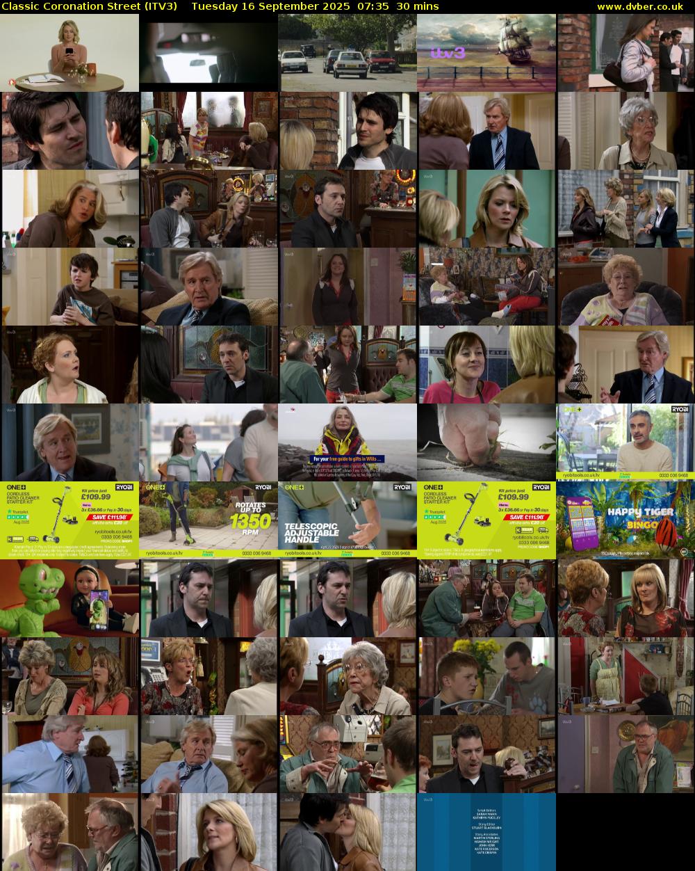 Classic Coronation Street (ITV3) Tuesday 16 September 2025 07:35 - 08:05