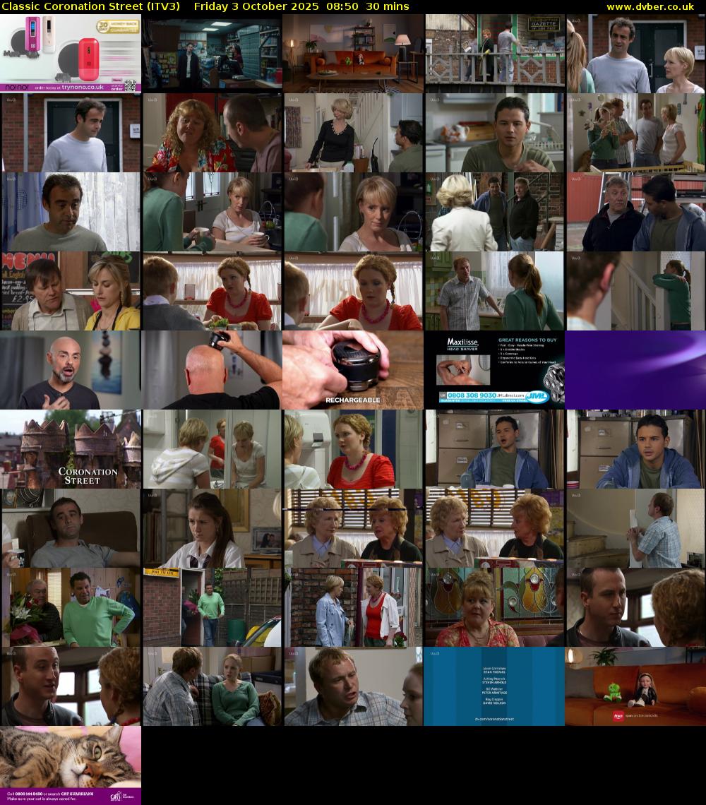 Classic Coronation Street (ITV3) Friday 3 October 2025 08:50 - 09:20