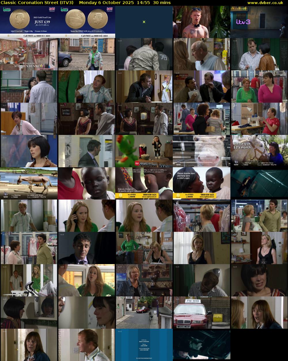 Classic Coronation Street (ITV3) Monday 6 October 2025 14:55 - 15:25