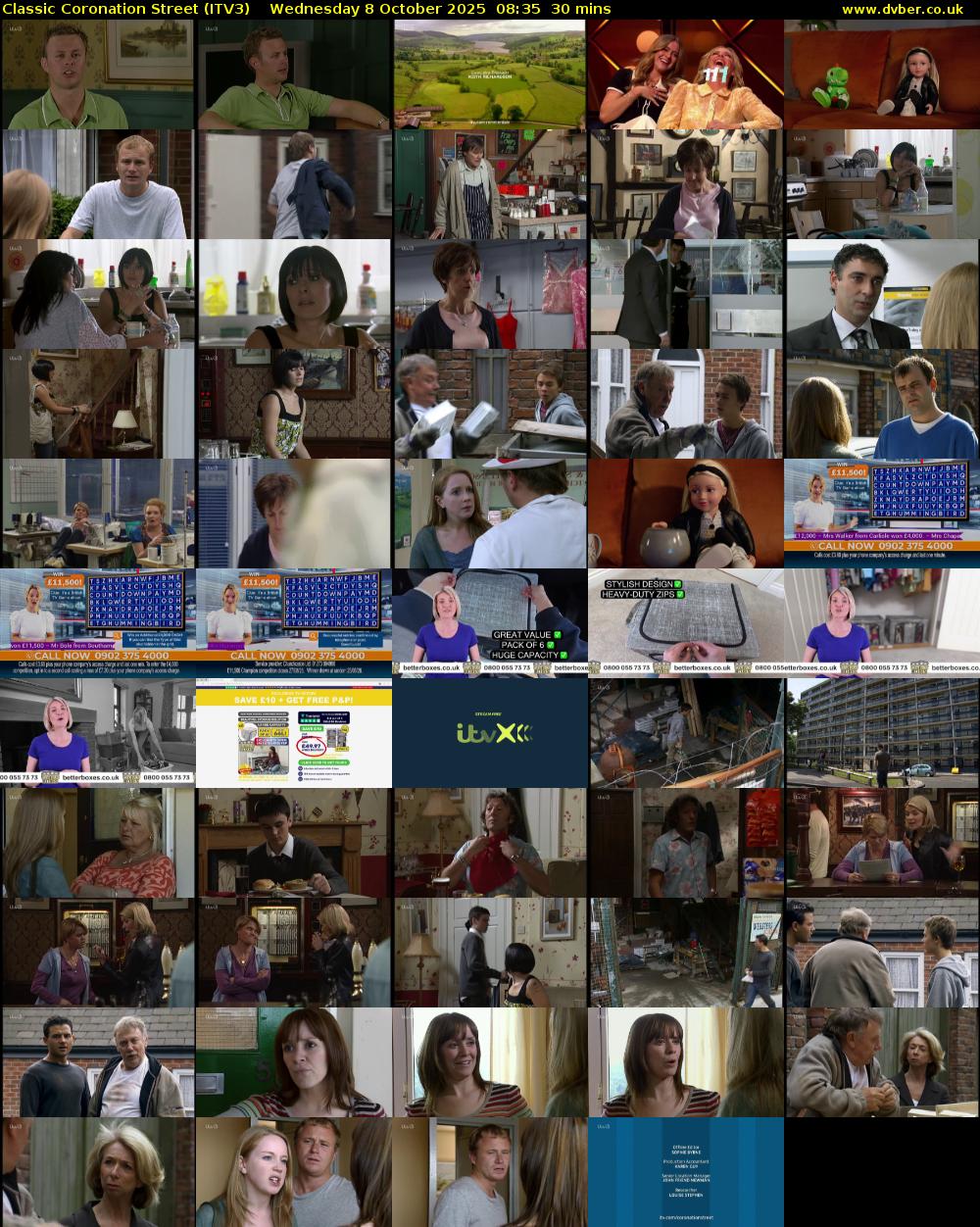 Classic Coronation Street (ITV3) Wednesday 8 October 2025 08:35 - 09:05