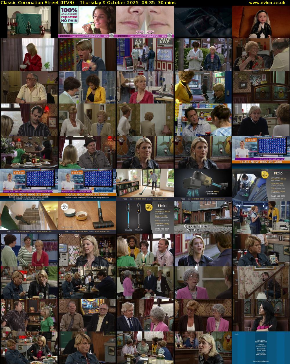 Classic Coronation Street (ITV3) Thursday 9 October 2025 08:35 - 09:05