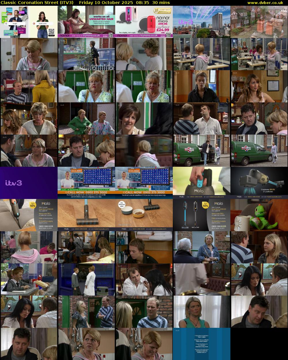 Classic Coronation Street (ITV3) Friday 10 October 2025 08:35 - 09:05