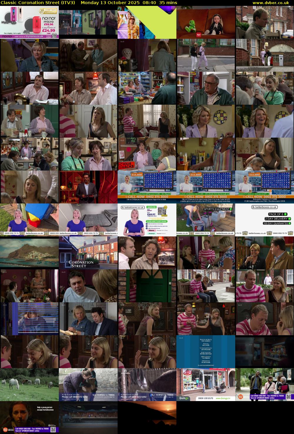 Classic Coronation Street (ITV3) Monday 13 October 2025 08:40 - 09:15