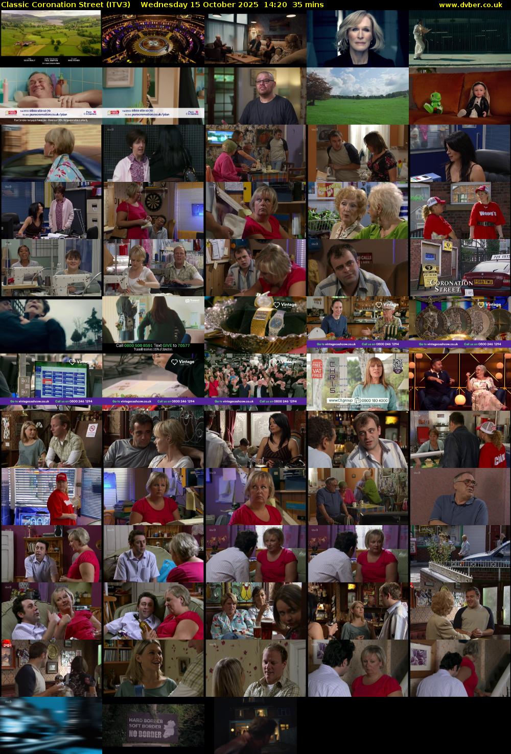 Classic Coronation Street (ITV3) Wednesday 15 October 2025 14:20 - 14:55