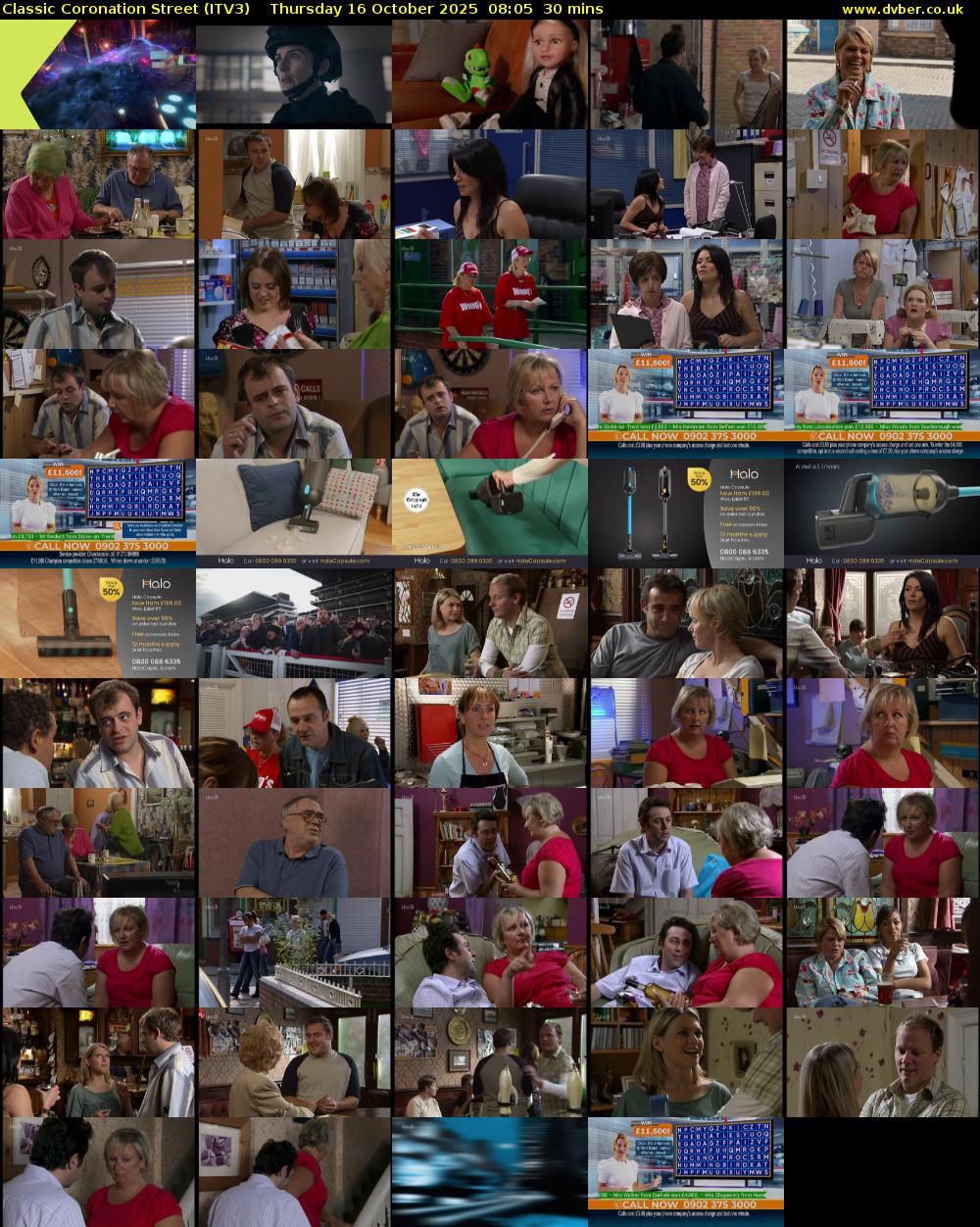 Classic Coronation Street (ITV3) Thursday 16 October 2025 08:05 - 08:35