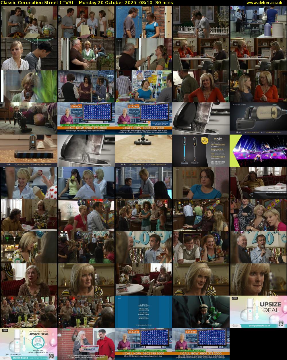 Classic Coronation Street (ITV3) Monday 20 October 2025 08:10 - 08:40