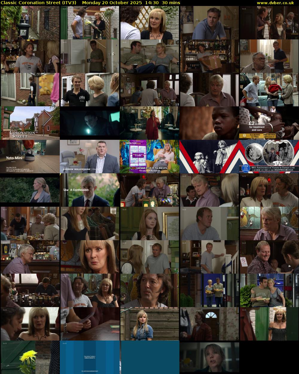 Classic Coronation Street (ITV3) Monday 20 October 2025 14:30 - 15:00