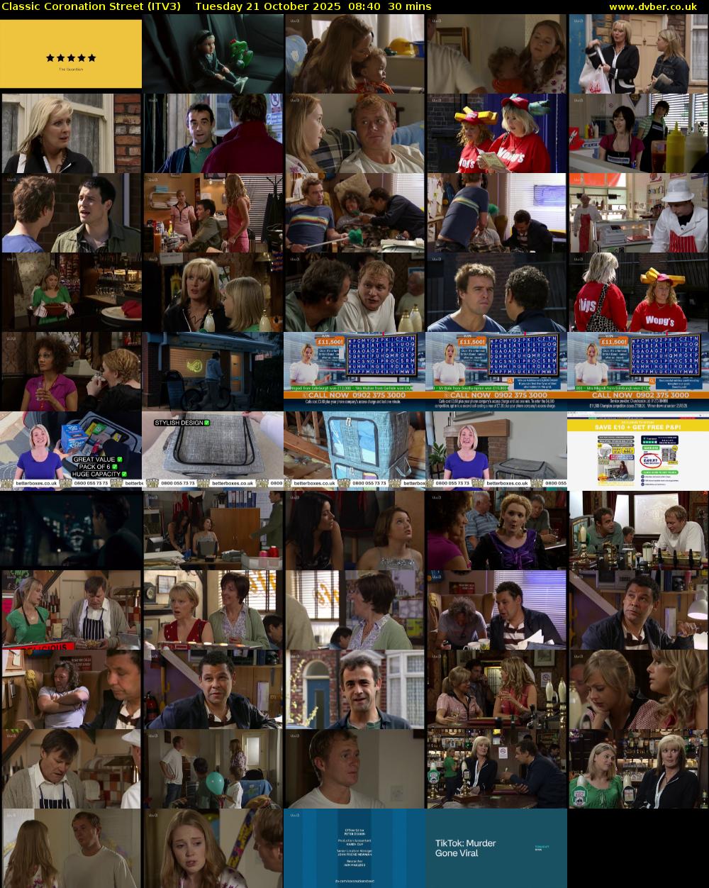 Classic Coronation Street (ITV3) Tuesday 21 October 2025 08:40 - 09:10