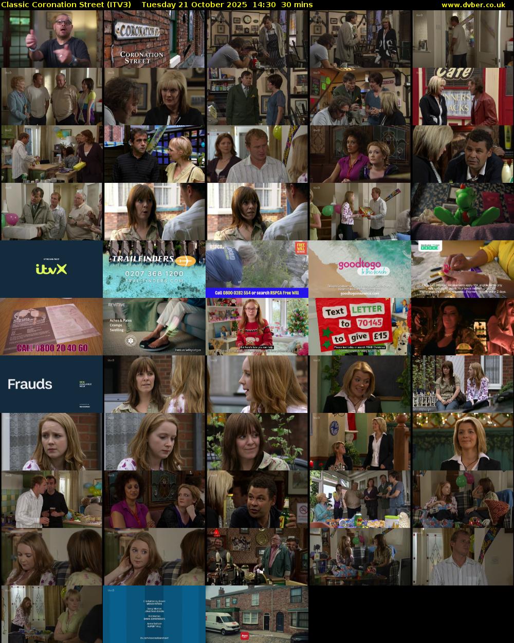 Classic Coronation Street (ITV3) Tuesday 21 October 2025 14:30 - 15:00
