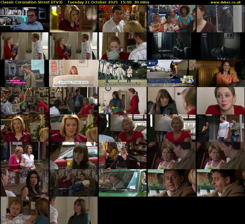 Classic Coronation Street (ITV3) Tuesday 21 October 2025 15:00 - 15:30