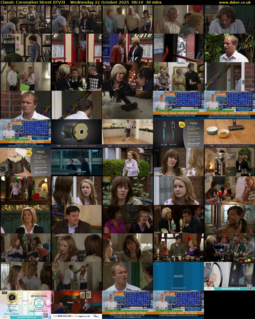 Classic Coronation Street (ITV3) Wednesday 22 October 2025 08:10 - 08:40
