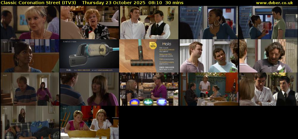 Classic Coronation Street (ITV3) Thursday 23 October 2025 08:10 - 08:40