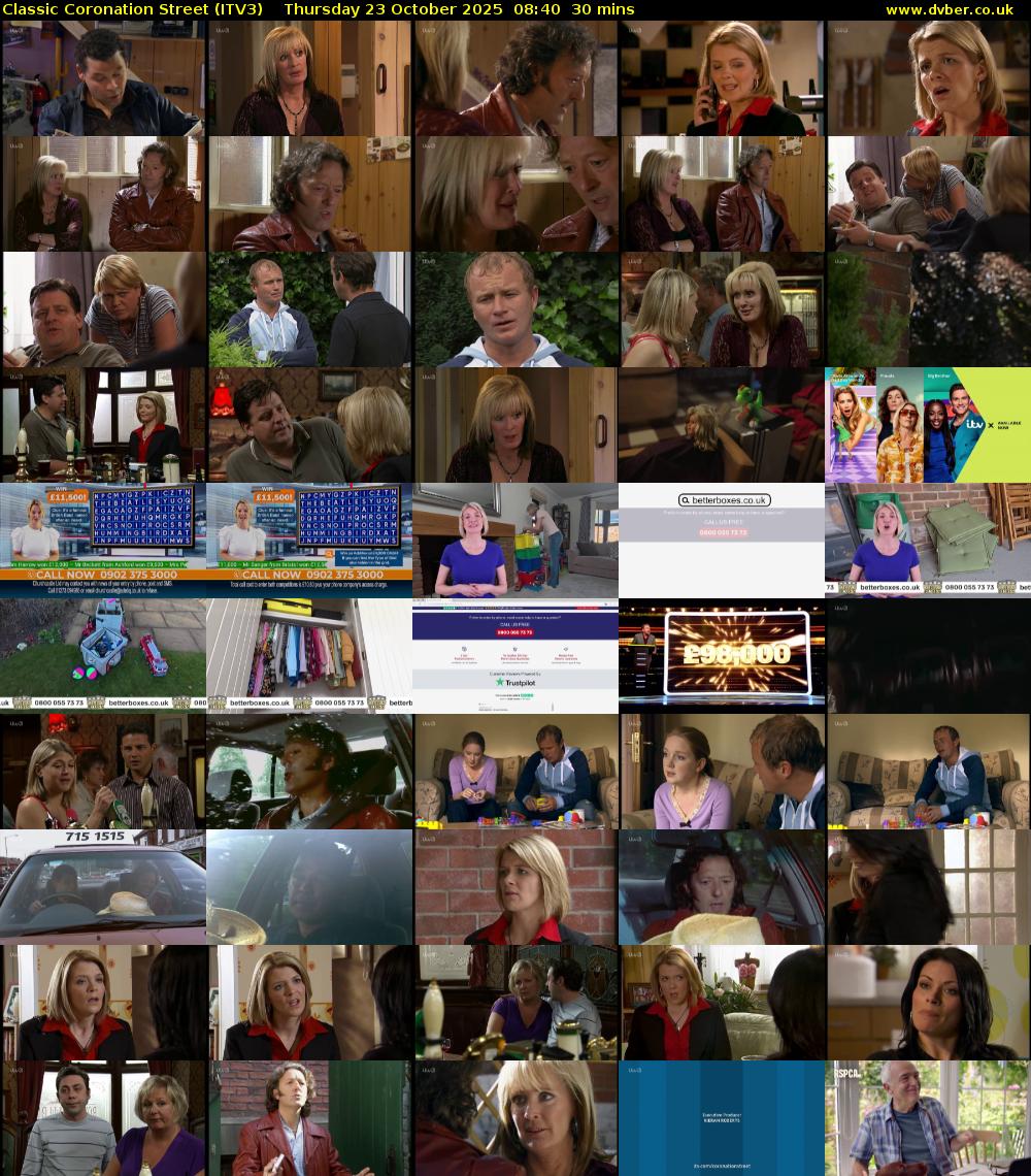 Classic Coronation Street (ITV3) Thursday 23 October 2025 08:40 - 09:10